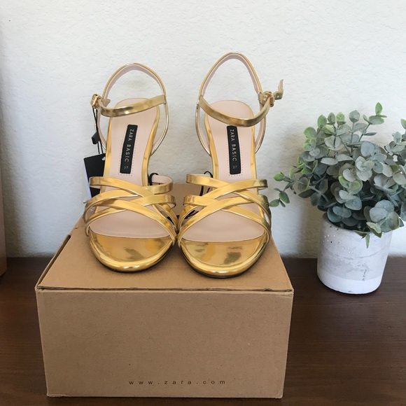 Zara Gold Strappy Heels - Picture 7 of 7